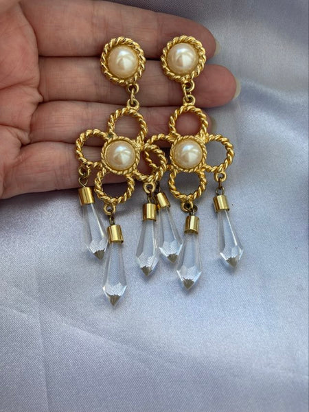 Faux Pearl Chandelier earrings pierced