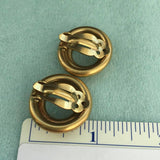 VTG! Robert Lee Morris button Earrings Gold-plated clip on DESIGNER 80s