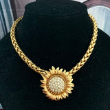 VTG Les Bernard Pave Sunflower Necklace Wheat Chain