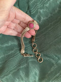 Victorian Style pink rhinestone Sterling Silver Toggle Bracelet