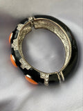 Designer BR Black Enamel Orange Cabochon Bracelet