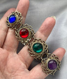 Vintage Designer May U Colorful Cabochon Art Nouveau Bracelet