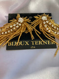 Vintage Bijoux Terner Gold tone Waterfall Rhinestone Clip-on Earrings