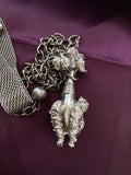 Dog collar poodle brooch necklace Silvertone choker