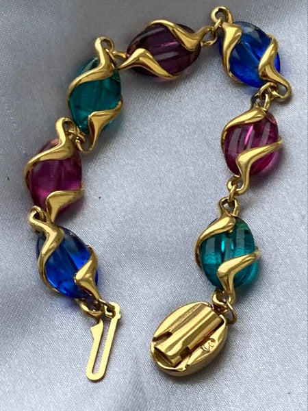 Designer Swarovski multi Gripoix Crystal vintage Bracelet