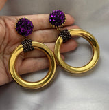 Purple Sequin Hoop Earrings Clip