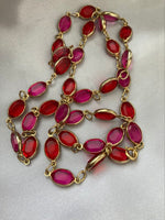 Red Pink Oval Acrylic Necklace
