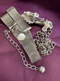 Dog collar poodle brooch necklace Silvertone choker