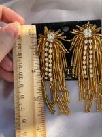 Vintage Bijoux Terner Gold tone Waterfall Rhinestone Clip-on Earrings