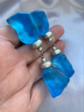 Blue ice clip-on vintage earrings