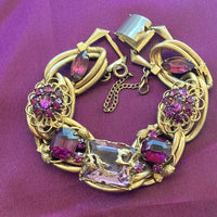 Vintage Purple Crystal Art Nouveau Bracelet