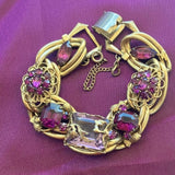 Vintage Purple Crystal Art Nouveau Bracelet
