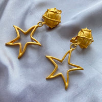 Chic! Rare Star Earrings Long Clip on