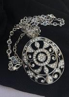 Vintage Monet pendant rhinestone necklace with bezel Crystals