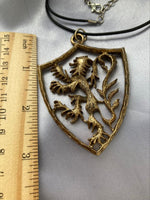 Vintage Heraldic Lion Shield Pendant Necklace