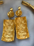 Vintage Les Bernard quilted Choker Chunky Necklace Gold tone with matching Anne Klein quilted earrings