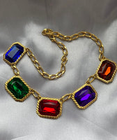 Vtg Park Lane Colorful faceted Crystal Choker Necklace