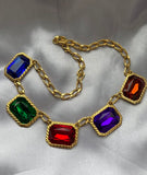Vtg Park Lane Colorful faceted Crystal Choker Necklace