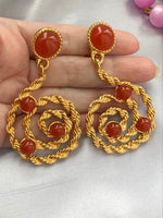 Avon gold tone rope swirl dangle earrings