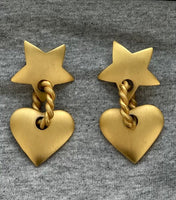 Reserved two pair Vintage Anne Klein Heart Star Pierced Earrings