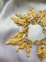 Vintage Shell Seahorse Charm Bracelet