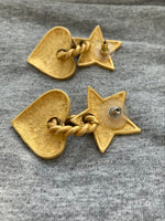 Vintage Anne Klein Heart Star Pierced Earrings