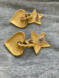 Vintage Anne Klein Heart Star Pierced Earrings