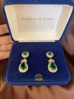 Camrose and Kross Jackie Kennedy drop Pierced Earrings green emerald