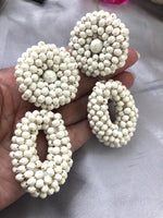 White pebble earrings