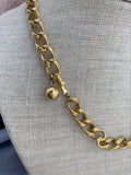 Vtg Trifari Black Cabochon Necklace Choker Statement Gold tone Vintage