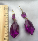Vtg Purple Crystal Earrings Pierced