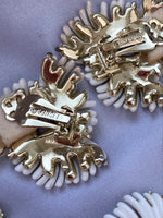 Lisner White Enamel Angel Wings Bracelet Earrings Set
