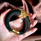 Vtg Park Lane Black Lucite Bracelet Massive