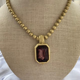 Anne Klein Purple Glass Faceted Pendant Necklace