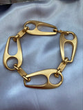 Vintage Rare Industrial Gold Tone Chunky Bracelet