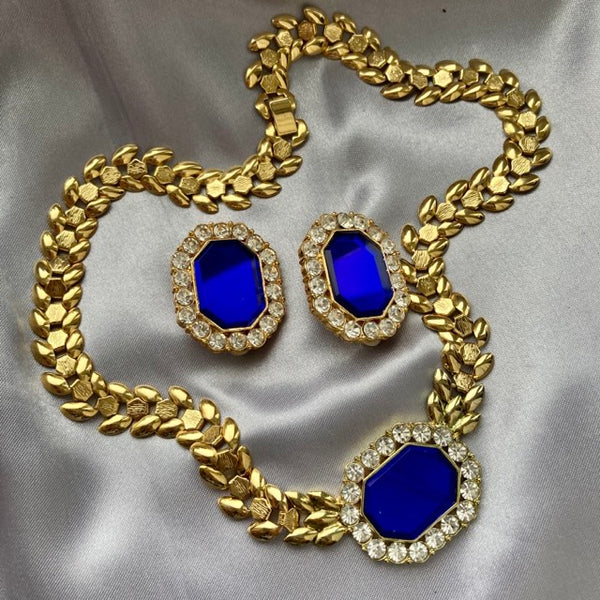Vintage Park Lane Blue Crystal Rhinestone Necklace Earring Set