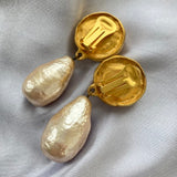 Vintage Robert Lee Morris faux Baroque Pearl clip-on 24 kt Gold Plated Earrings