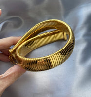 Vintage Designer Monet Omega Thick Choker Gold tone Necklace