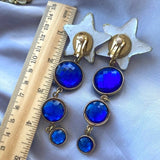 Fun star blue cabochon earrings vintage