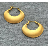 CHIC! Monet Designer Matte Oval Thick Fat Hoop Earrings pierced Gold tone ART DECO chunky 80s 90s Couture statement shrimp dangle Runway