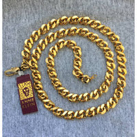 NOS! Long Anne Klein Necklace shiny Cuban Link curb 24" chain Modernist  Statement Gold-tone mod Designer vintage Runway Couture RARE!