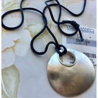 NOS DKCo Donna Karan 1980s Chunky NECKLACE Pendant Matte Silver Tone