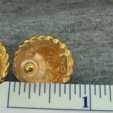 Chic! Anne Klein AK LION Round Earrings Pierced Rope Detail Gold Tone Chunky Animal Cat VTG Stud Couture statement Round designer Leo Zodiac