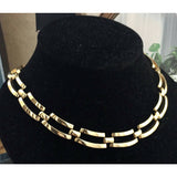 80s ANNE KLEIN NECKLACE Signed Modernist chunky art deco chain link Choker Collar statement gold tone Vintage Designer Couture