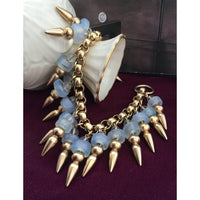 Wow! Robert Lee Morris for Donna Karan African Girasol Java sea glass link Spike Bracelet Couture Designer charm gold plated statement Rare