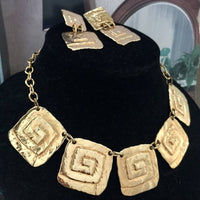 VTG Park Lane Necklace Earrings set Pierced dangle signed Cleopatra Style