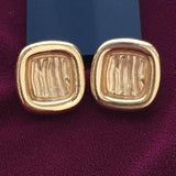 Cute Givenchy Earrings Gold tone pierced High End stud small Couture mogul square button Signed designer jewelry fashion dimensional