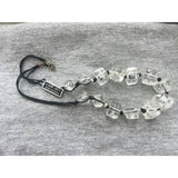 Cool! NWT Vintage Ice Cube lucite MOD 60's 70's Chunky Funky Clear LUCITE Beaded Necklace black cord statement