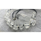 Cool! NWT Vintage Ice Cube lucite MOD 60's 70's Chunky Funky Clear LUCITE Beaded Necklace black cord statement