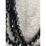 Wow!  Flapper Necklace Faux Black French Jet Glass Faceted Beads Single Strand Extra Long Antique Victorian Style Mourning Jewelry Goth